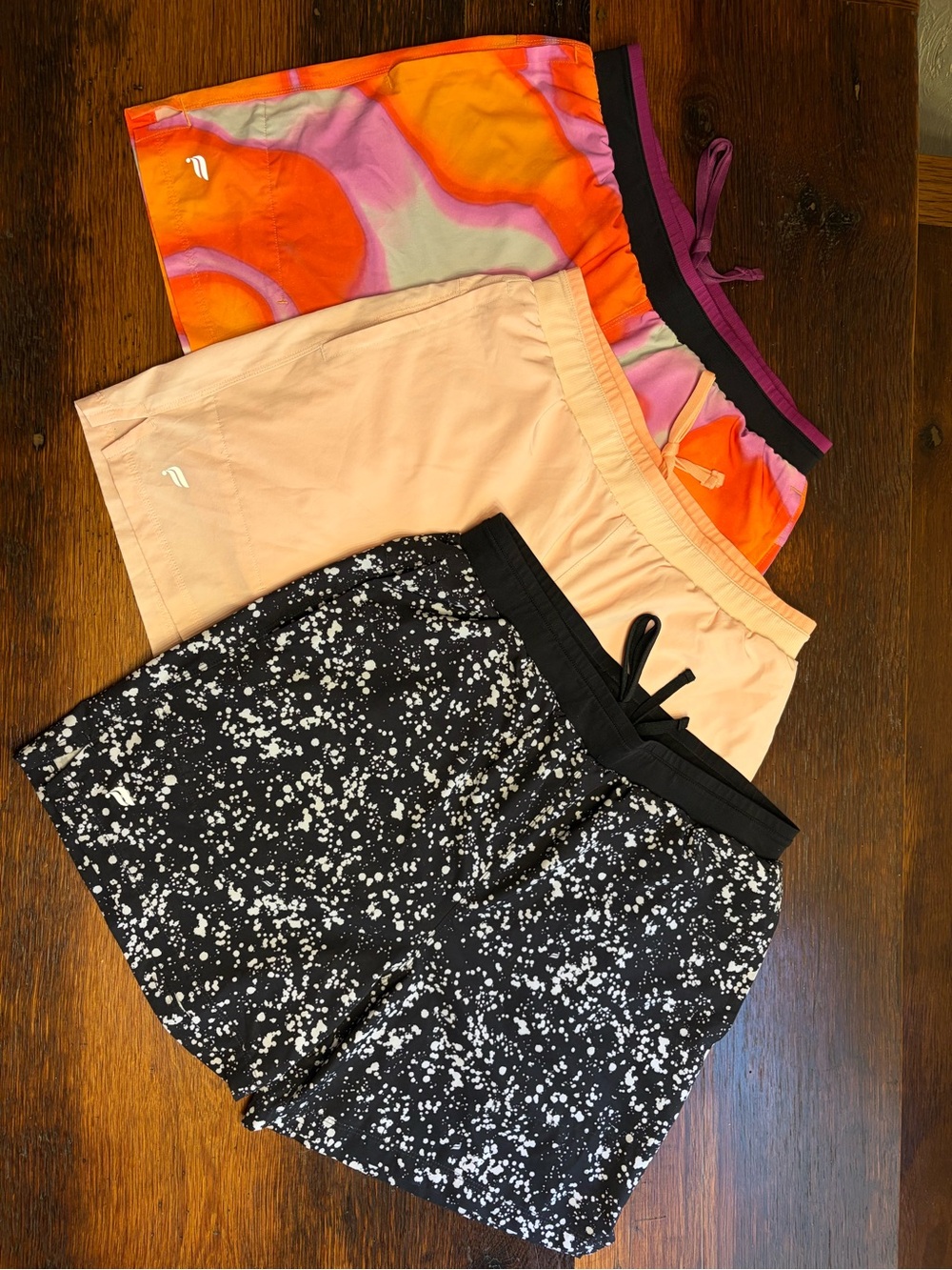 LOT OF 3 Fabletics Black and White Speckled,Yellow and Bright Athletic Shorts